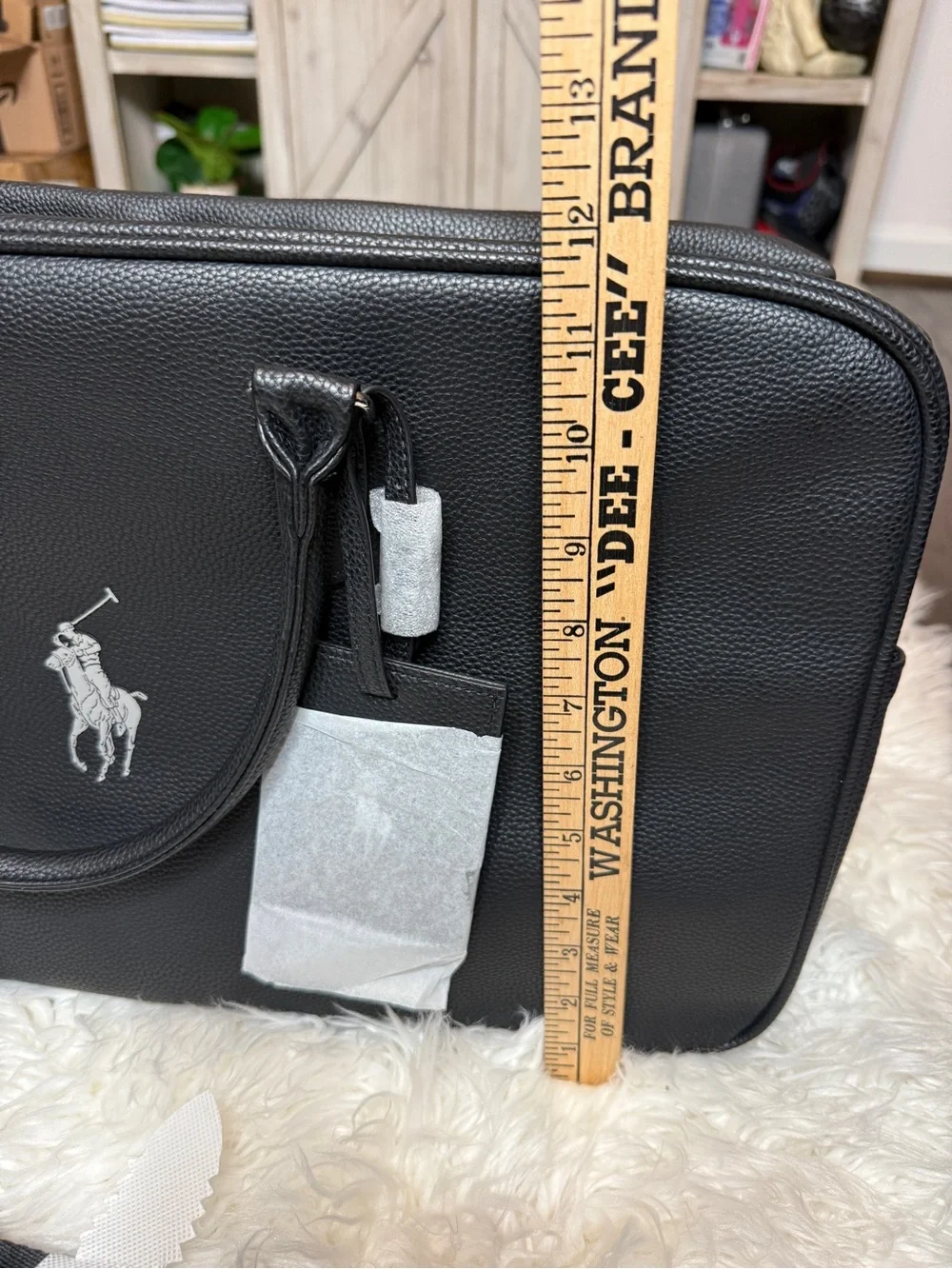 Polo by Ralph Lauren Black Leather Tote with Detachable Strap